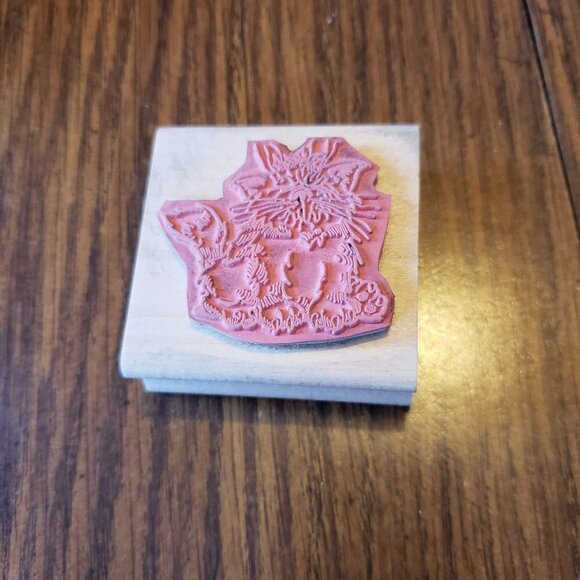 Ann-ticipations 2x2 Inch Frazzled Cat Wood Mounted Rubber Stamp 1178F - Picture 8 of 8